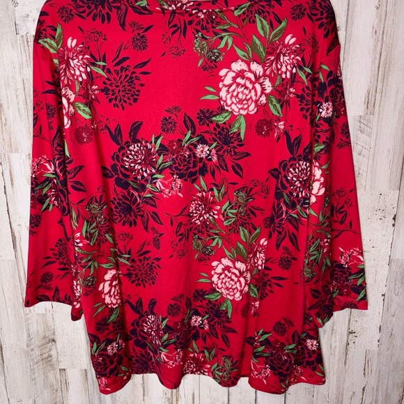Pioneer Woman Shirt Size XXXL V-Neck Top Red Floral Country Ranch - Picture 10 of 14